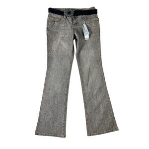 YMI Boot Leg Flare Low-Rise Gray Jeans w Belt  Size 9  NWT  Boho Retro Deadstock